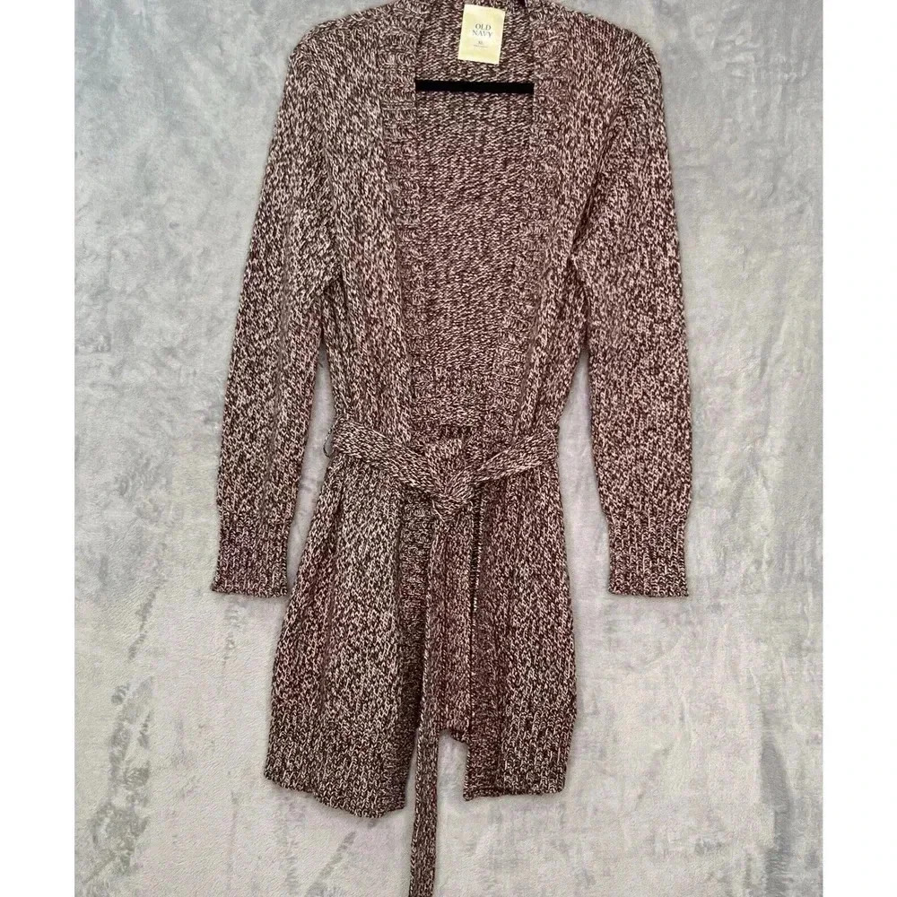 Y2K Vintage Old Navy Belted Cardigan Sweater XL Lambs Wool Angora Blend Knit